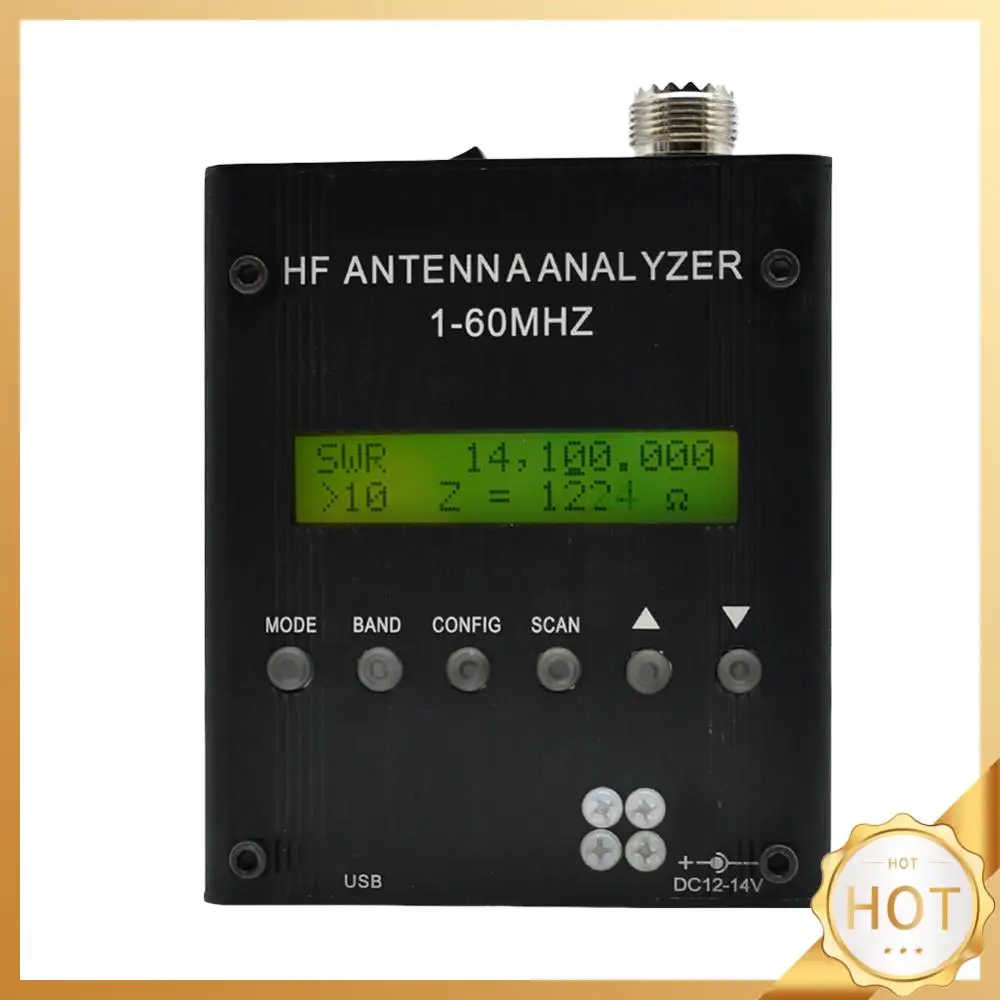 

MR300 Antenna Analyzer Output 2.0V PP Typical 1-60Mhz Adjustable Meter Tester Impedance SWR Antenna Analyzer for Ham Radio