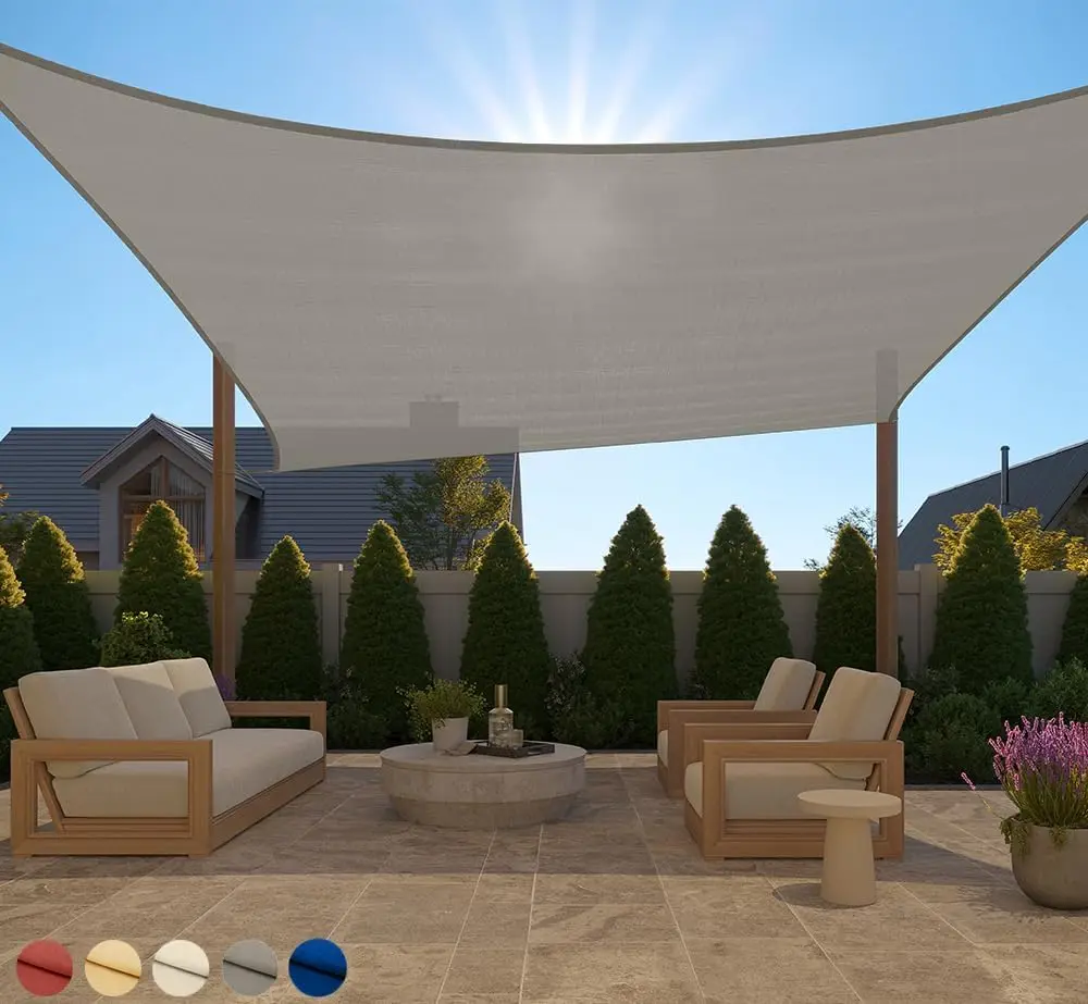 

Heavy Duty Sun Shade, UV Protection Fade Tear and Rust Resistant Rec le Sunshade Canopy, Curved Edges Blocks Sunlight, Breat