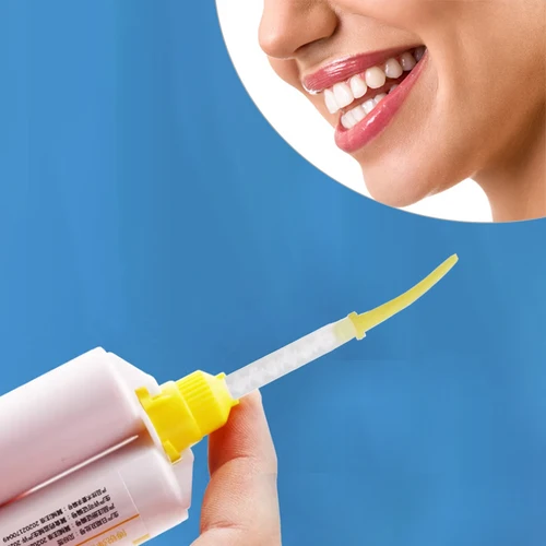 Imagen 2 del producto 50/100 Uds puntas de mezcla Dental impresión pistola de goma de silicona mezcladores de transporte desechables amarillo 1:1 materiales de odontología