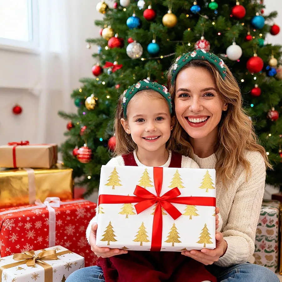 عقال عيد الميلاد للنساء معقود عقال مرصع بالجواهر شجرة عيد الميلاد سانتا كلوز ومرصع بالجواهر معقود واسعة عطلة الشعر اكسسوارات #5