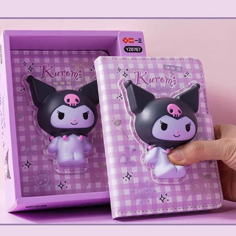 New Sanrio Kuromi Reduced Pressure Journal Diary PU Leather Notebook Squeeze Doll Decompression Vent Schedule Planner Gift