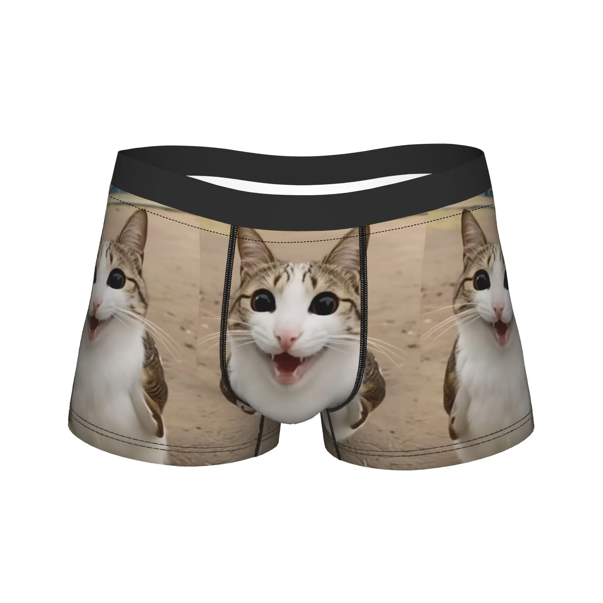Funny Smiling Meowl Cat Shorts Briefs  Underwear Hot Sale Men Comfortable Trunk Custom Oversize Underpants