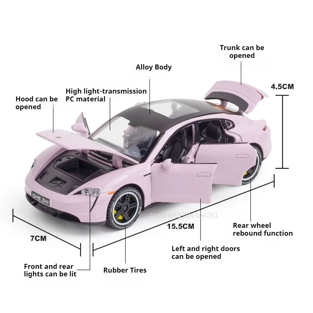 1: 32 تايكان ماكان دييكاست سبيكة نماذج السيارات الرياضية اللعب ضوء الصوت التراجع 6 أبواب مفتوحة سيارات مصغرة سطح المكتب زخرفة