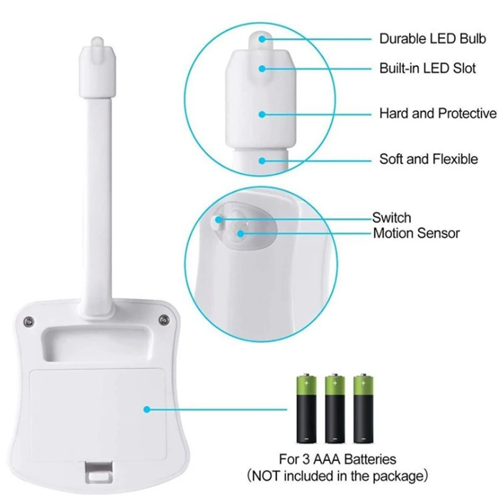 Lampu malam tempat duduk Toilet, PIR Sensor gerak lampu LED 8/16 warna tahan air kreatif warna-warni untuk pencahayaan malam WC