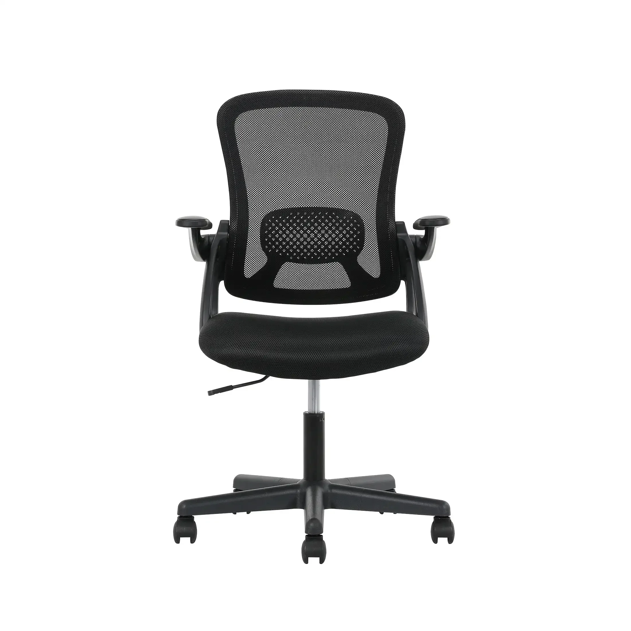 Ergonomic Mesh Back Task Office Chair with Flip-up Arms, Black Fabric, 275 lb