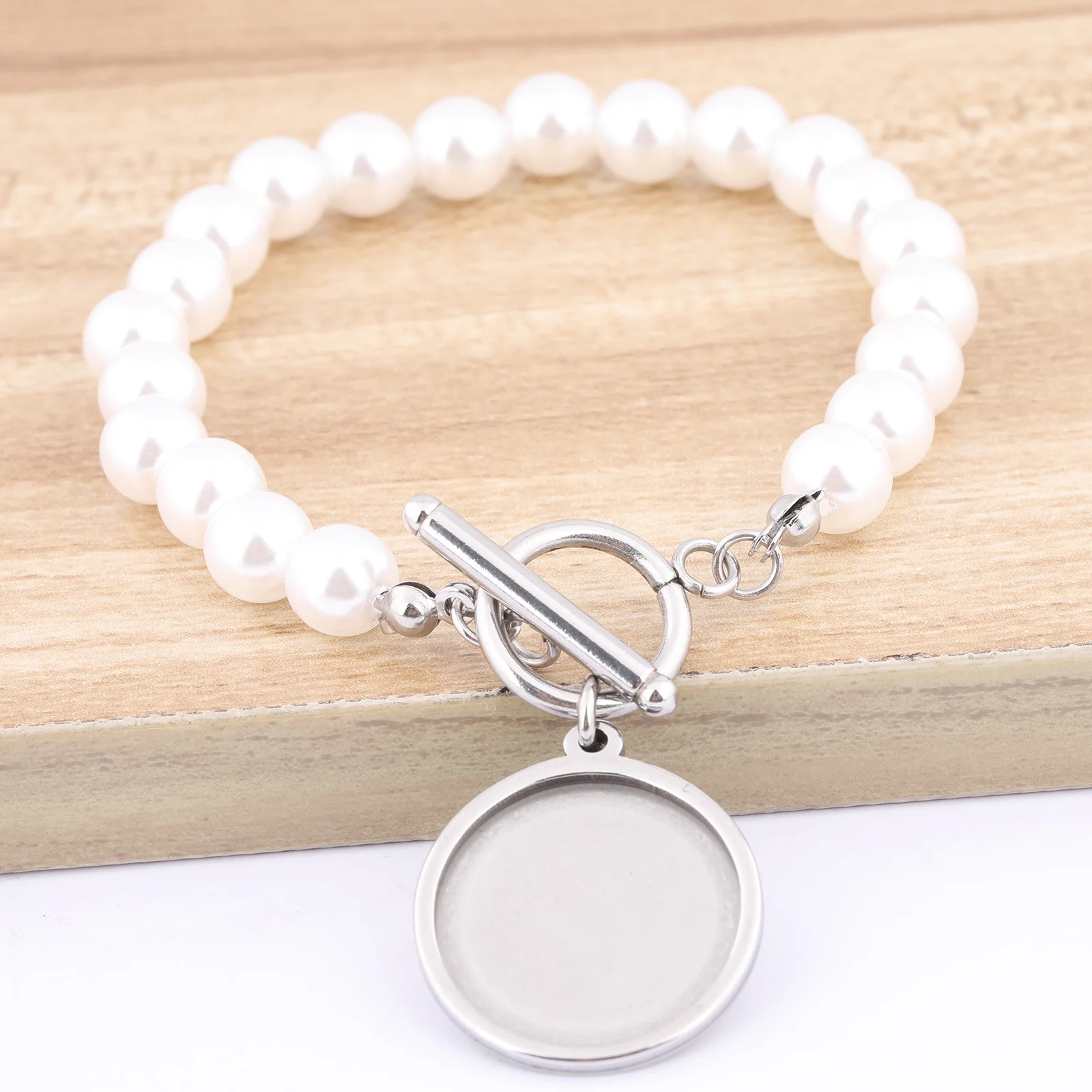 3pcs Stainless Steel Pearl Bracelet Base Blanks 20mm Cabochon Bracelets Bezel Setting Trays Diy Jewelry Making Kit Accessories