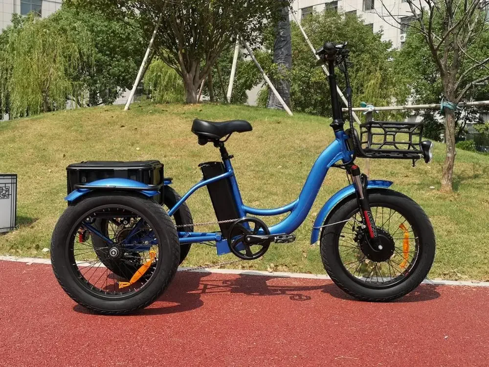 Gran oferta 2024, triciclo eléctrico de carga, Motor de cubo delantero de 48V, bicicleta de montaña eléctrica con neumático ancho de 3 ruedas