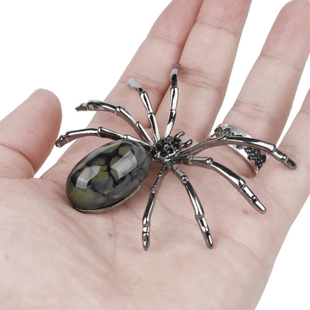 

1Pc Creative Alloy Natural Polished Crystal Agate Spider Shaped Craft Interesting Mineral Bionic Animal Collections Decoration