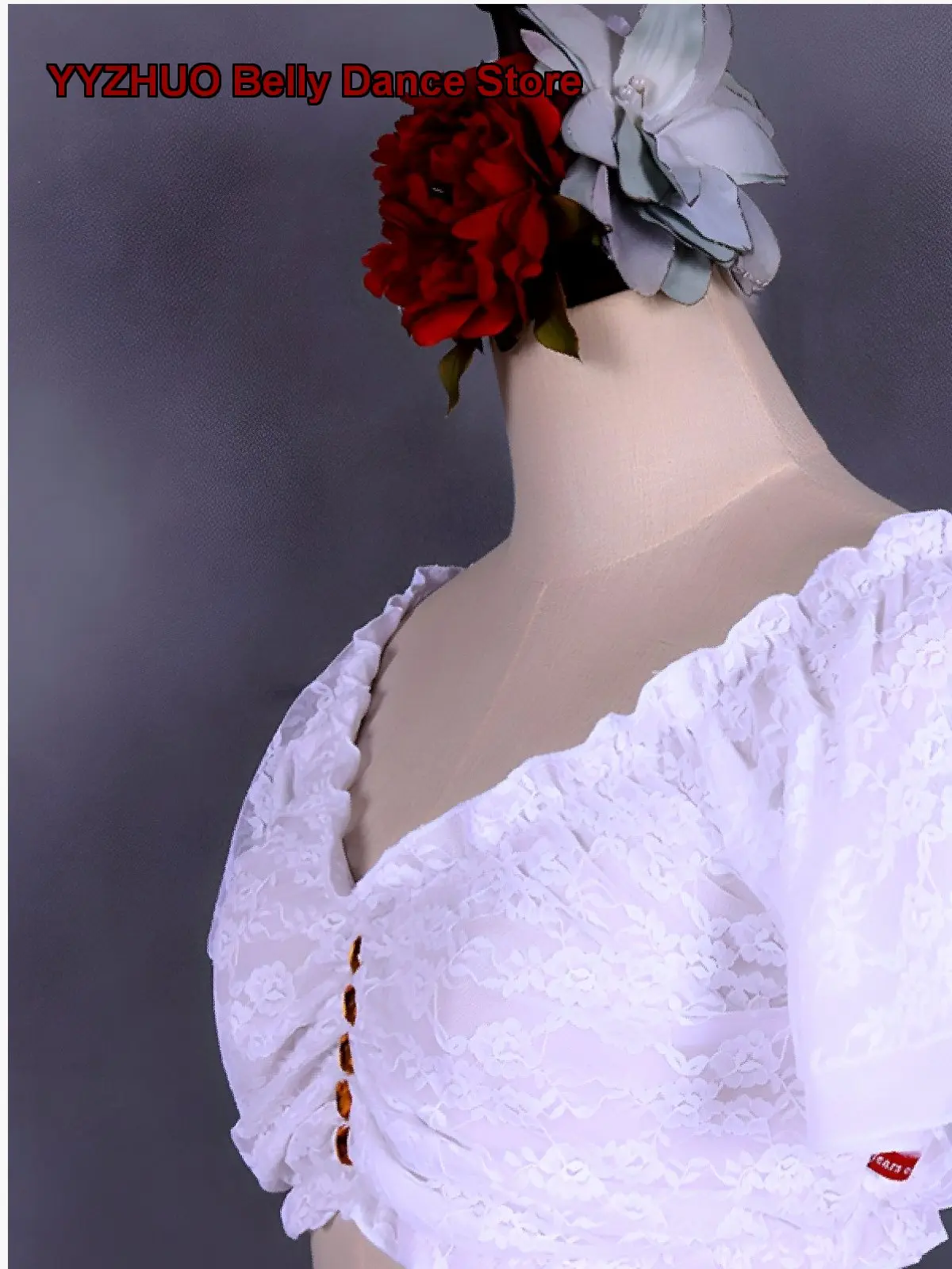 Women's 2021 Korean Lace Ruffle Sleeve Oriental Dance Top Multiple Colors Available 9DZ35