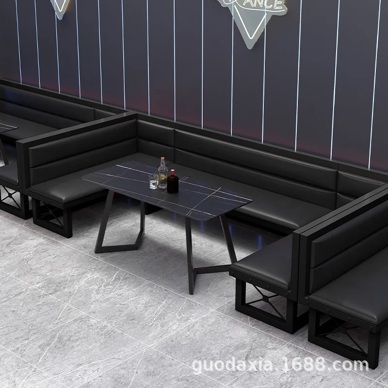 

Retro industrial style theme restaurant, clear bar, booth, sofa tavern, wrought iron hot pot barbecue shop, table and chair comb