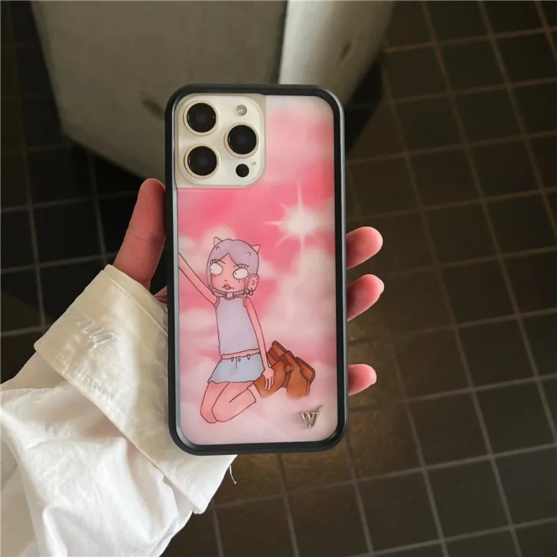 Wildflower Cases Emergency Intercom Phone Case for iPhone 16 15 14 13 12 17 Pro Max Plus 16pro 17Air WF Couples Cartoon Cover