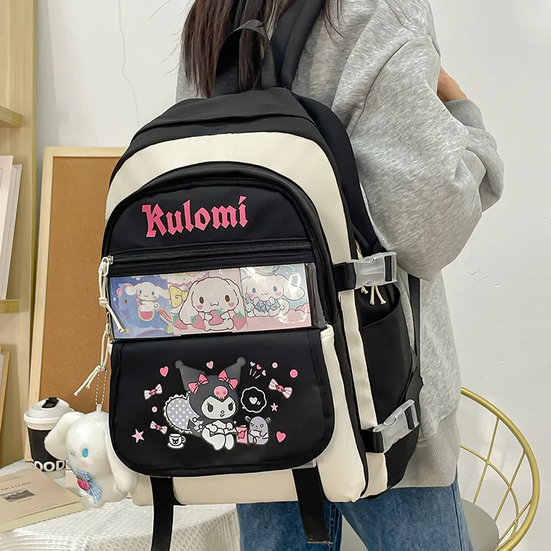 Sanrio Cinnamoroll Kuromi My Melody Pom Pom Purin Anime Backpack Cute Schoolbags Cartoon Shoulder Bag Birthday Gift for Friend