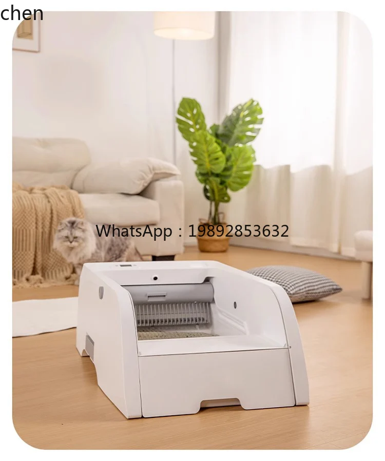 ماكينة فضلات القطط الأوتوماتيكية، كاميرا فيديو، صندوق فضلات القطط، مرحاض ذكي مفتوح مقاوم للرذاذ للقطط