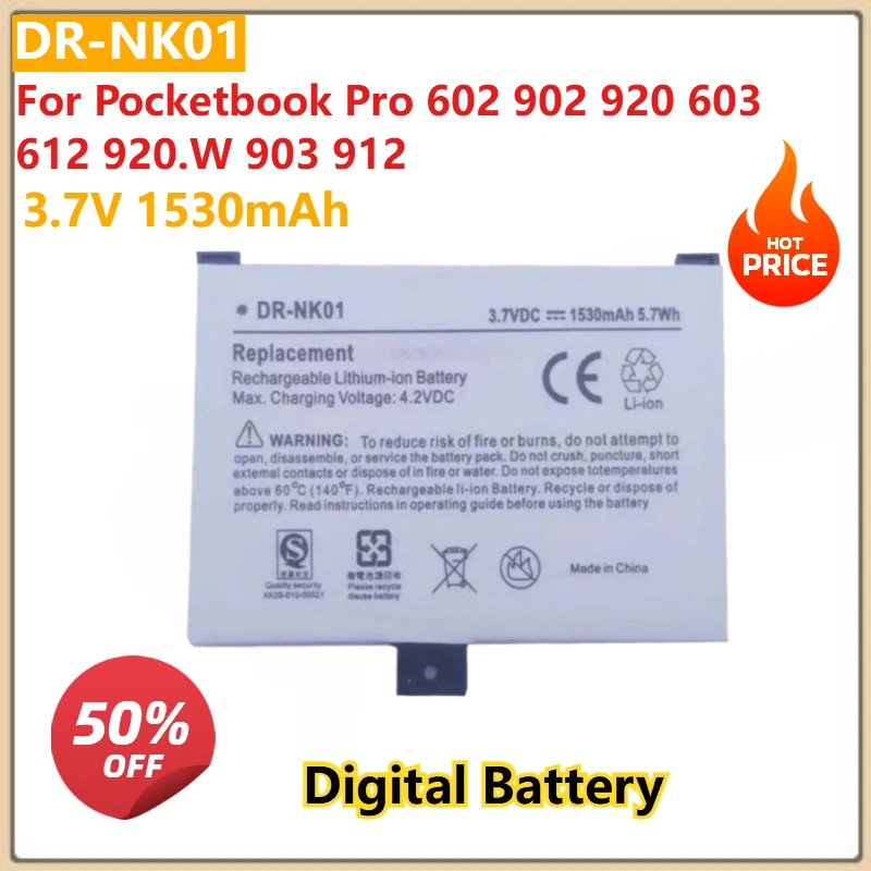 E-reader Batteries For Pocketbook Pro 602 902 920 603 612 920.W 903 912 Replacement Digital Battery  DR-NK01 3.7V 1530mAh