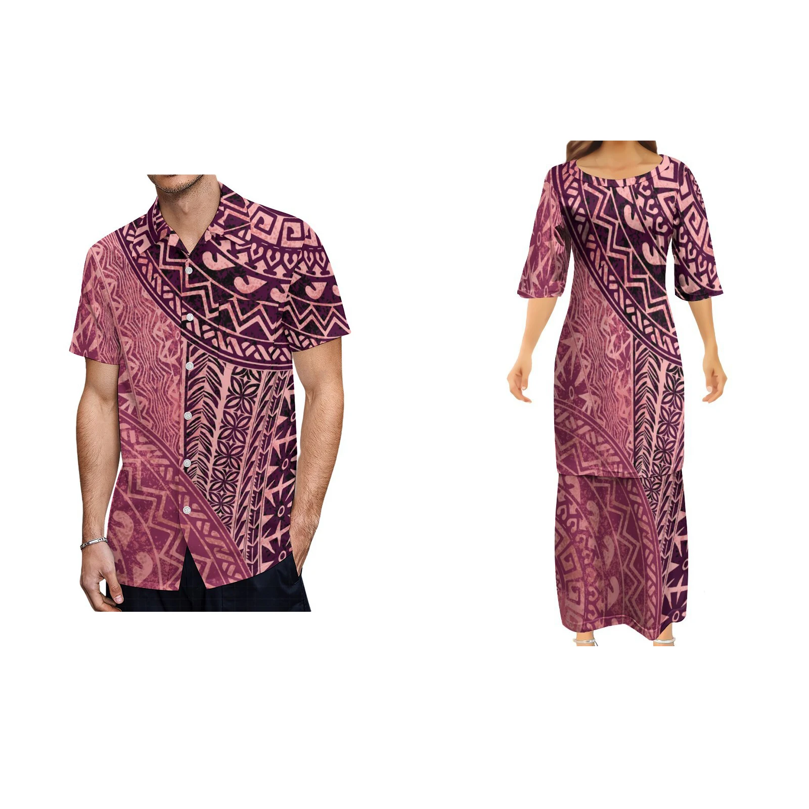 

New Design Custom Polynesian Puletasi Samoa Ptaha Set Dress Plus Size Womens Top And Maxi Skirts 2 Piece Outfits Sets Dresses