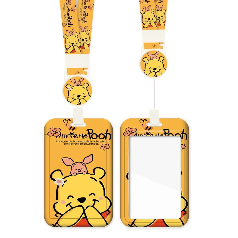

Disney Winnie the Pooh Retractable Lanyard ID Card Holder with Buckle Anti Loss for Students Employees School Office Bus