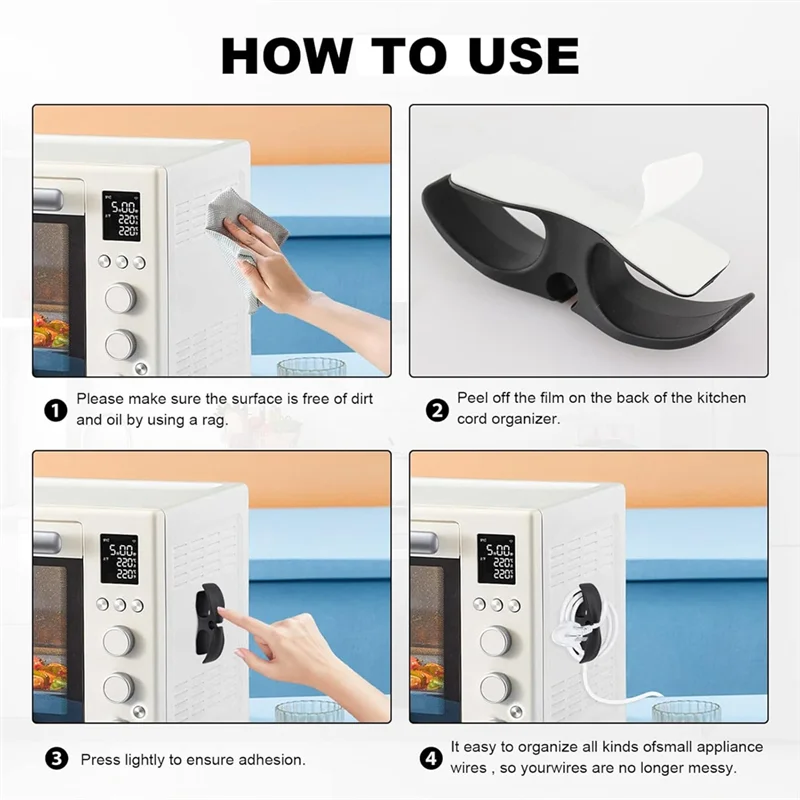 M12K-5 حزمة منظم الحبل للأجهزة - حامل سلك أجهزة المطبخ لتخزين المنزل