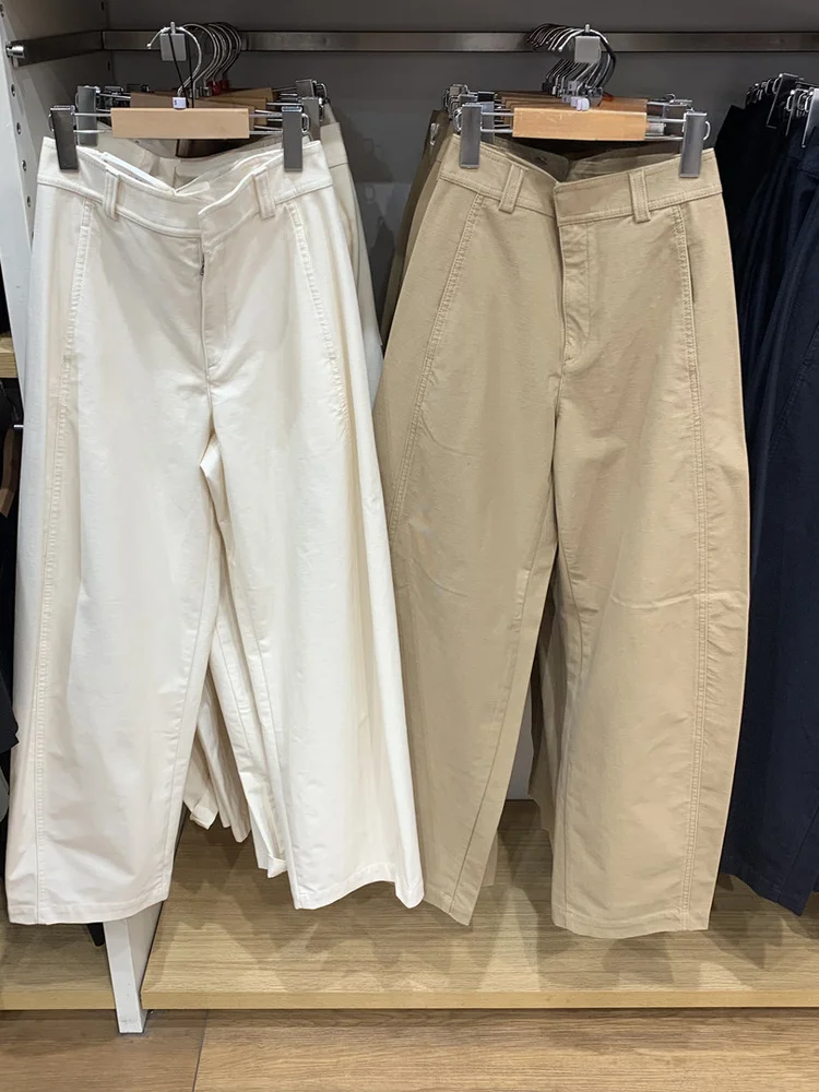 

Women's Knitted Wide Leg Pants Casual Trousers Autumn Winter New Sle High Waist Zipper Cotton Loose Fit Non-Stretchy