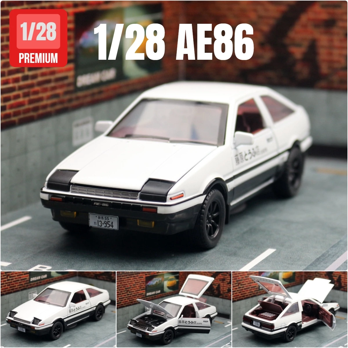 1/32 Initial D AE86 Toy Car Diecast Toyota Miniature Model Pull