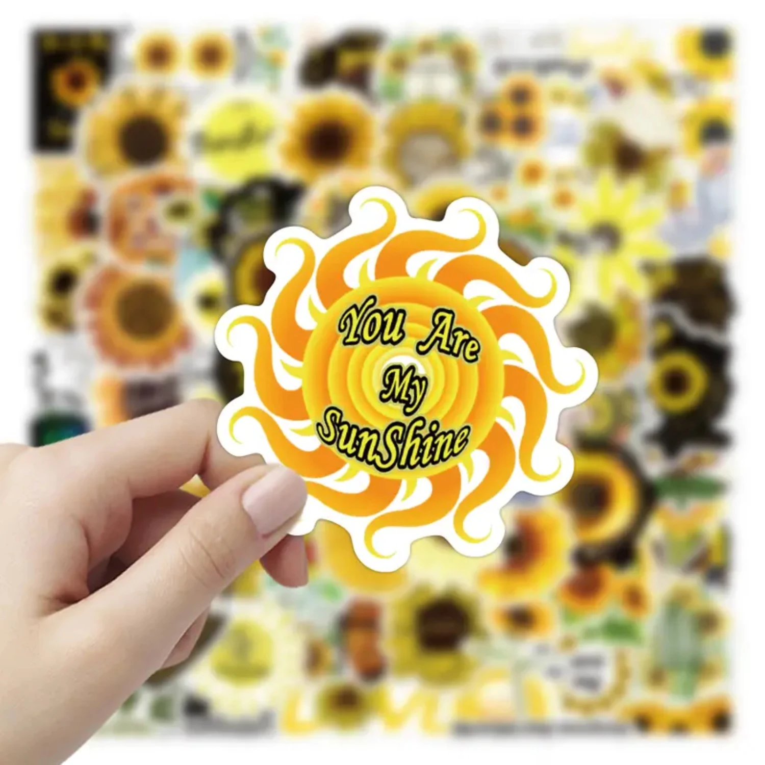 100PCS Sunflower Sticker For Children Positive Energy Sticker Laptop Case Helmet Decoration Sticker With Vinyl Waterproof Sticke