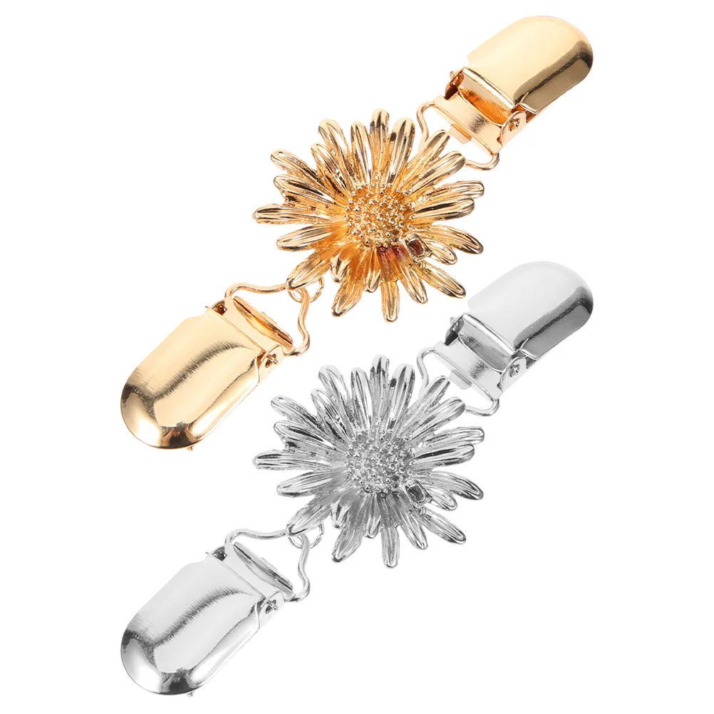 2pcs Shawl Clip Metal Cardigan Clasp Flower Design Clothes Fastener For Women Scarf Sweater Shawl Fixing Clip Clothing