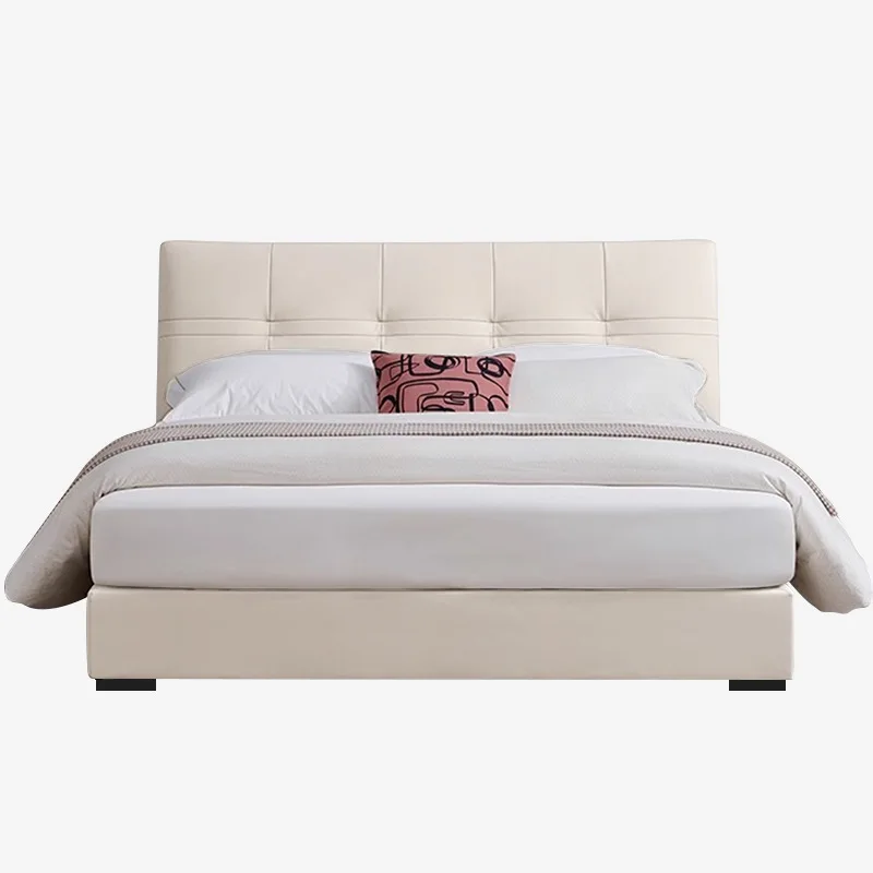 

Leather bed, cream wind, master bedroom, light luxury, simple, soft bag