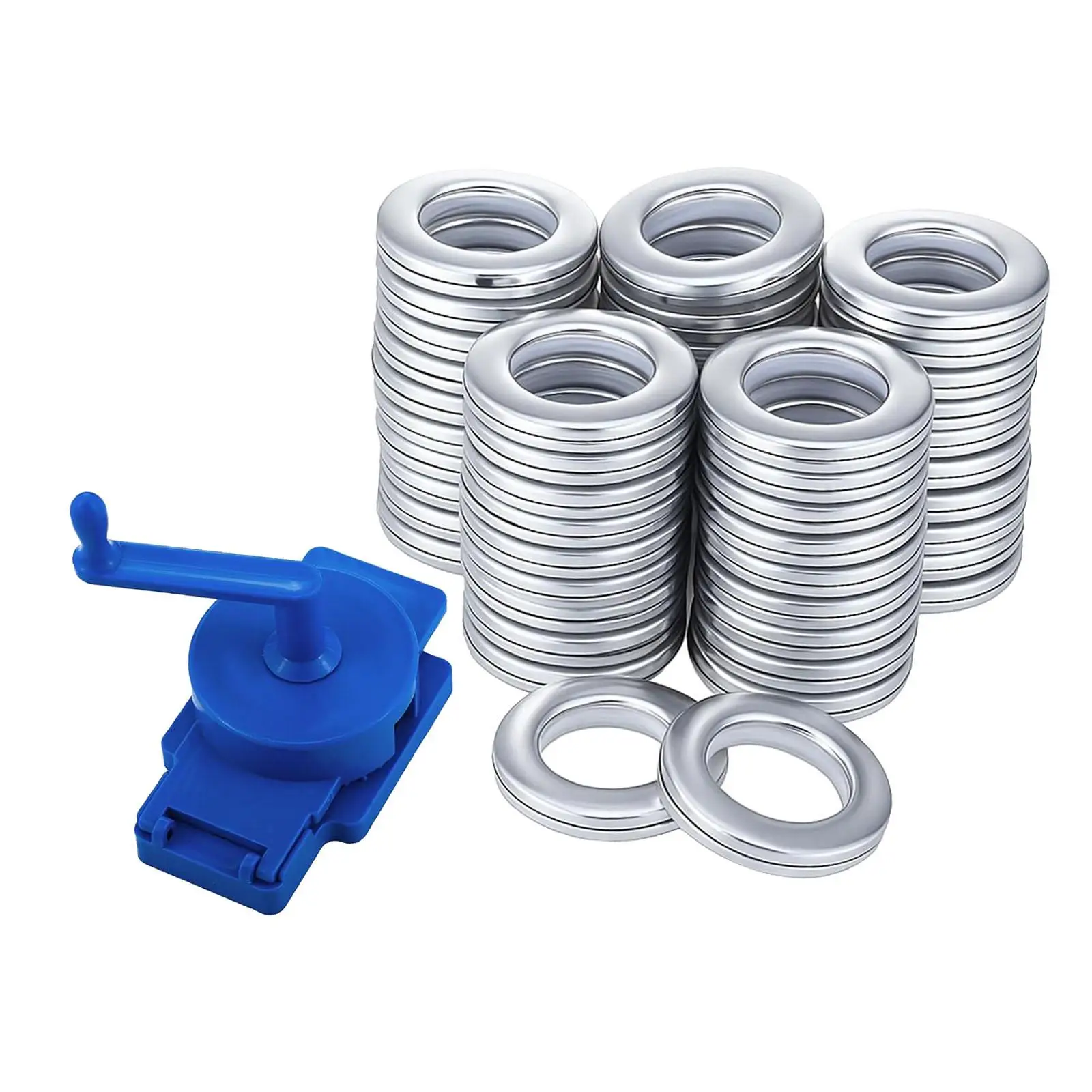 Rotary Curtain Puncher Manual Eyelet Installation Setter Grommet Tool Kit 50 Pack Curtain Grommet for Living Room DIY Accessory