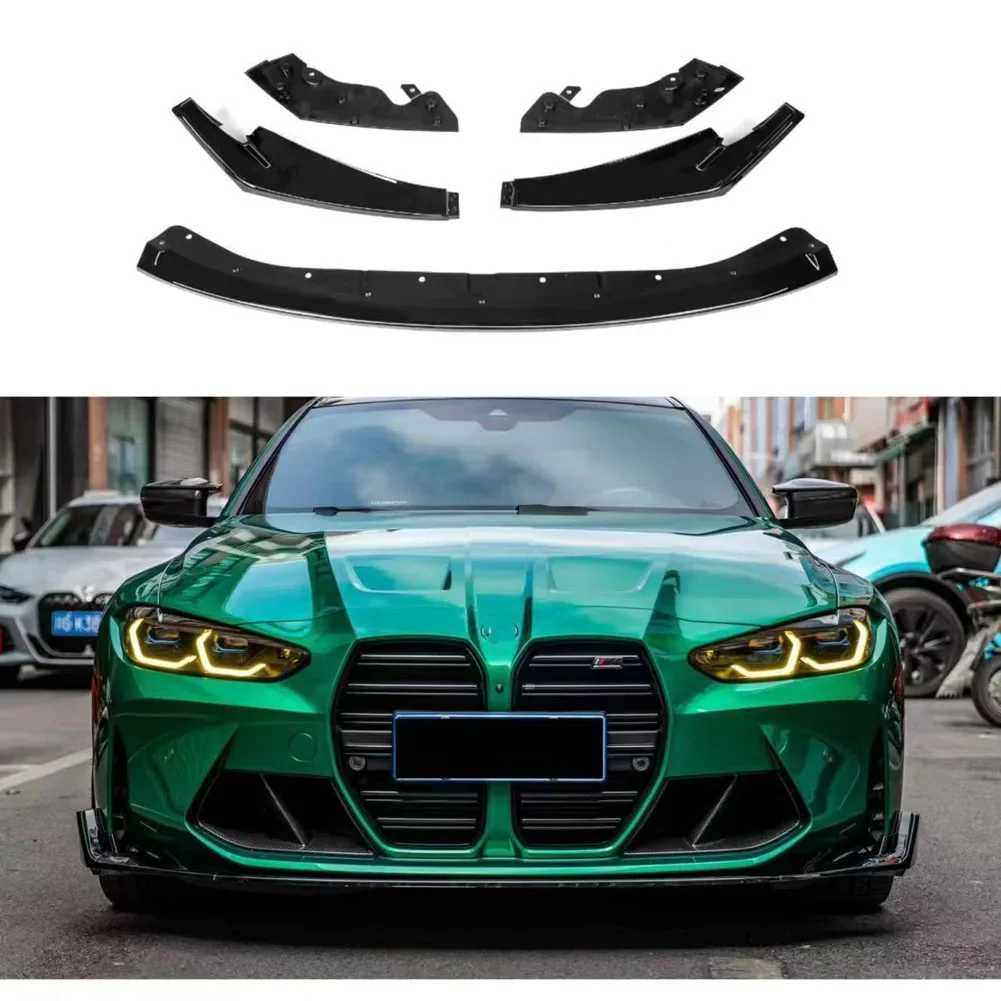 Car 5 Stage Front Lip Spoiler Splitter CS For BMW G80 G82 G83 M3 M4 2021 2022 Glossy Black/Carbon Fiber Printed