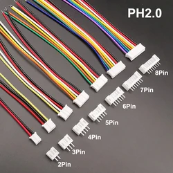 5 Sets Micro JST 2.0mm PH2.0 Male Female Connector 2P 3P 4P 5P 6P 7P 8Pin Plug With Terminal Wires Cables Socket 26AWG