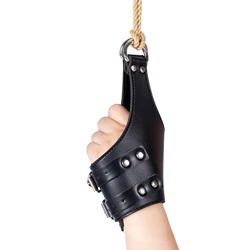 Guantes de cuero para colgar en la puerta, Bondage, esposas para sexo, suspensión oscilante, sujeción de puños, juguetes para adultos, correa para fetiche de muñeca