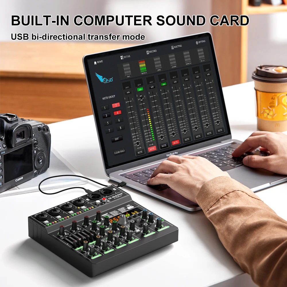 G-MARK G40PRO Professional Soundboard 4-Channels Audio Mixer With Analog Effects And 48V Phantom Power RCA Input XLR Connectivi