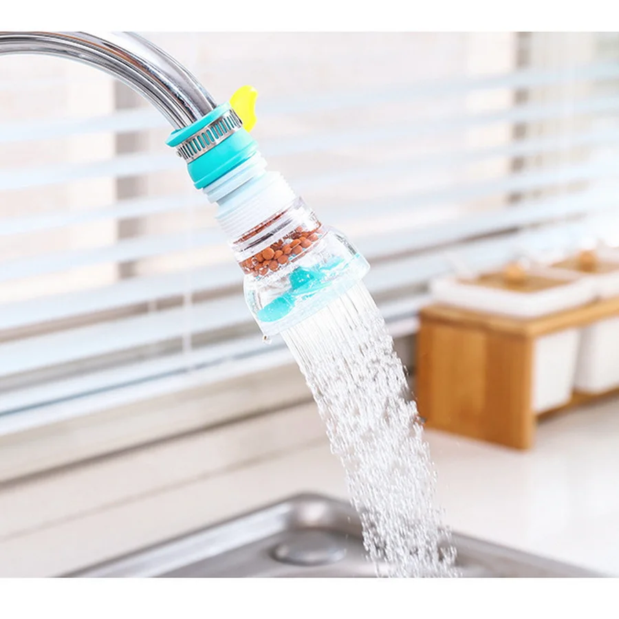 Kitchen Splashguard Faucet Extender with Water Filter Spray Head, Rotatable and Flushable Sink Extension Hose