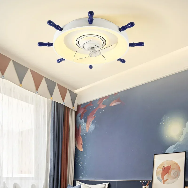 Fan light Ceiling fan light room creative with ceiling integrated lamp Intelligent voice silent electric fan light