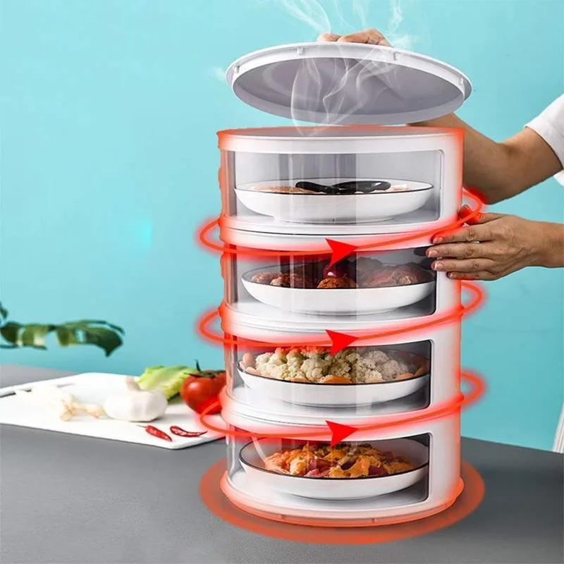 Stackable Food Leftover Storage Box Multi-Layer Transparent Kitchen Food Insulation Cover Keep Fresh Dustproof Vegetable Cover