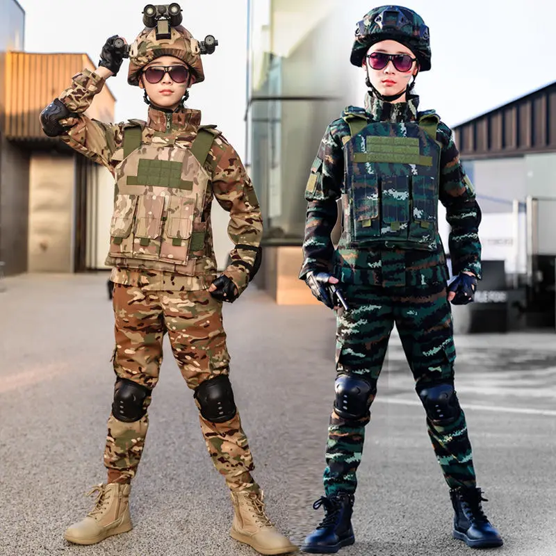 

Детский камуфляжный костюм полного комплекта, военная форма в стиле спецназа для мальчиков, для военной подготовки и сценических выступлений