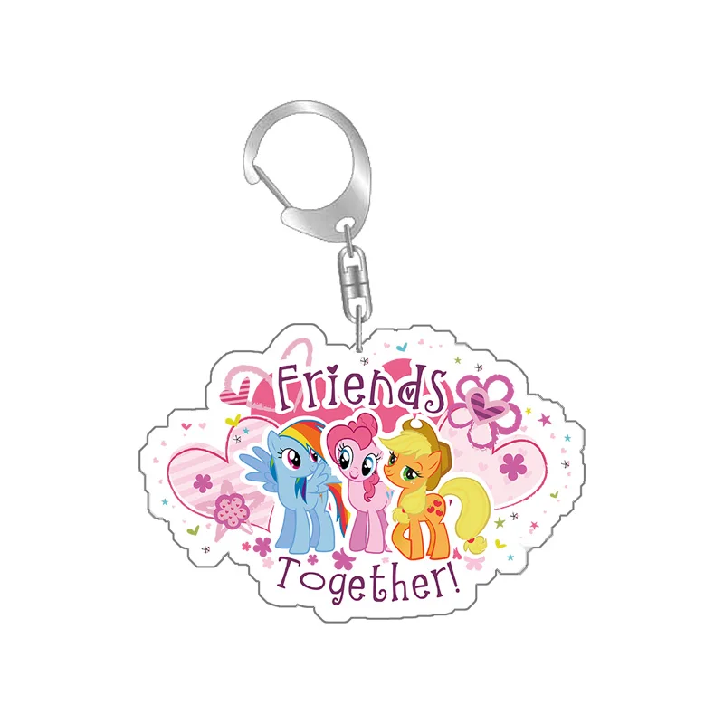 Kawaii My Little Pony Acrylic Keychain Cute Cartoon Pendant Keyring Women Backpacks Car Keychain Accessories Keyring Gift