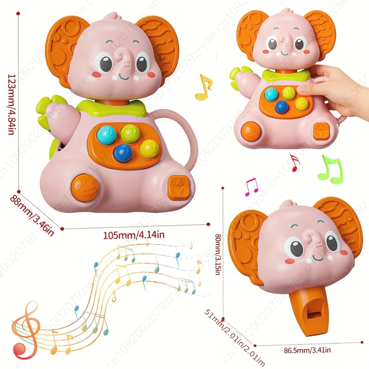 ของเล่นเขย่ามือรูปช้างสำหรับเด็กทารก - ของเล่นเสริมพัฒนาการทางประสาทสัมผัสสำหรับเด็กทารกและเด็กเล็ก, สีผสม - เสริมสร้างการประสานงานระหว่างมือและตา