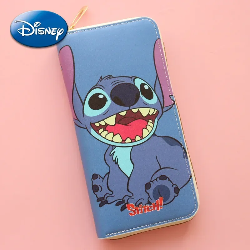 

Disney Stitch Wallets Kawaii Cartoon Figures PU Coin Purse Money Bag High-capacity Long MultiFunction Portable Kids Student Gift