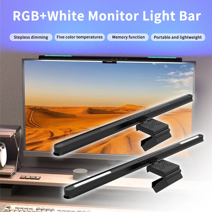

RGB LED Desk Lamp Computer Monitor Light Bar Screen Hanging Atmosphere Lamp Eye Protect Learning Work Gaming Reading Night Light