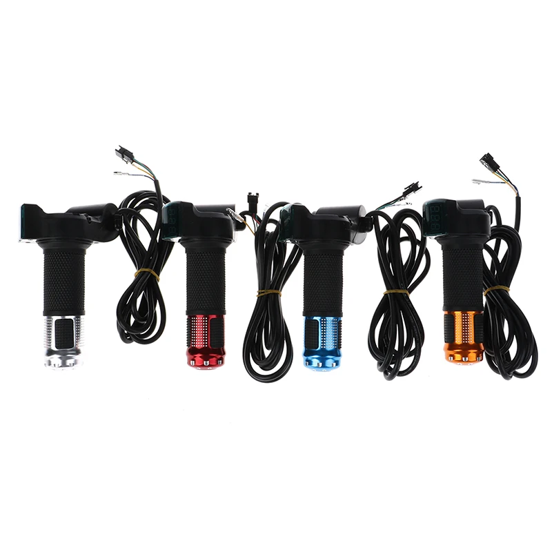 12V-96V E Bike Twist Throttle With Handle For Electric Bike Throttle With LCD Display Indicator Gas Handle Throttle Lock Key