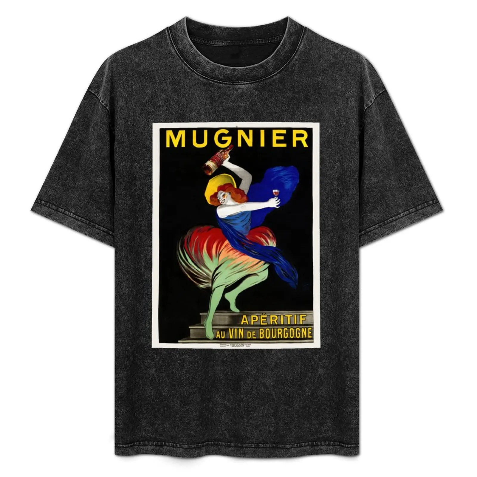 Camiseta Mugnier Apéritif au vin de Bourgogne con diseño de póster vintage de 1912, camiseta básica de manga corta de mezcla de algodón