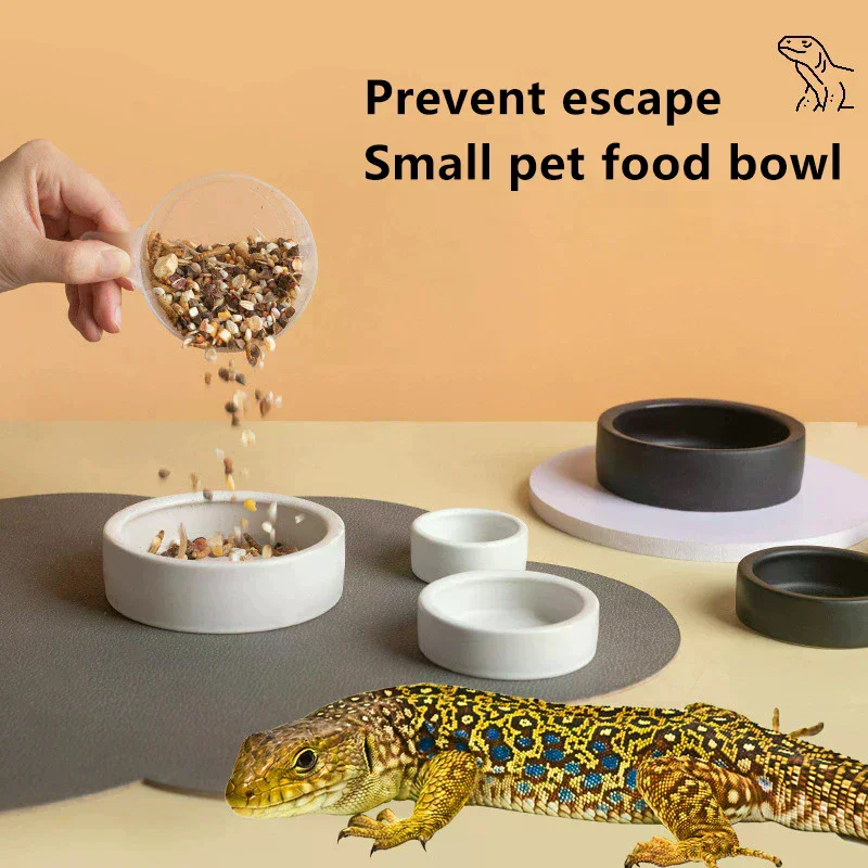 Reptile Food Bowl Anti-Escape Ceramic Feeder Dish Black White Reptile Water Bowl For Hermit Crab Gecko Chameleon Corn Snake