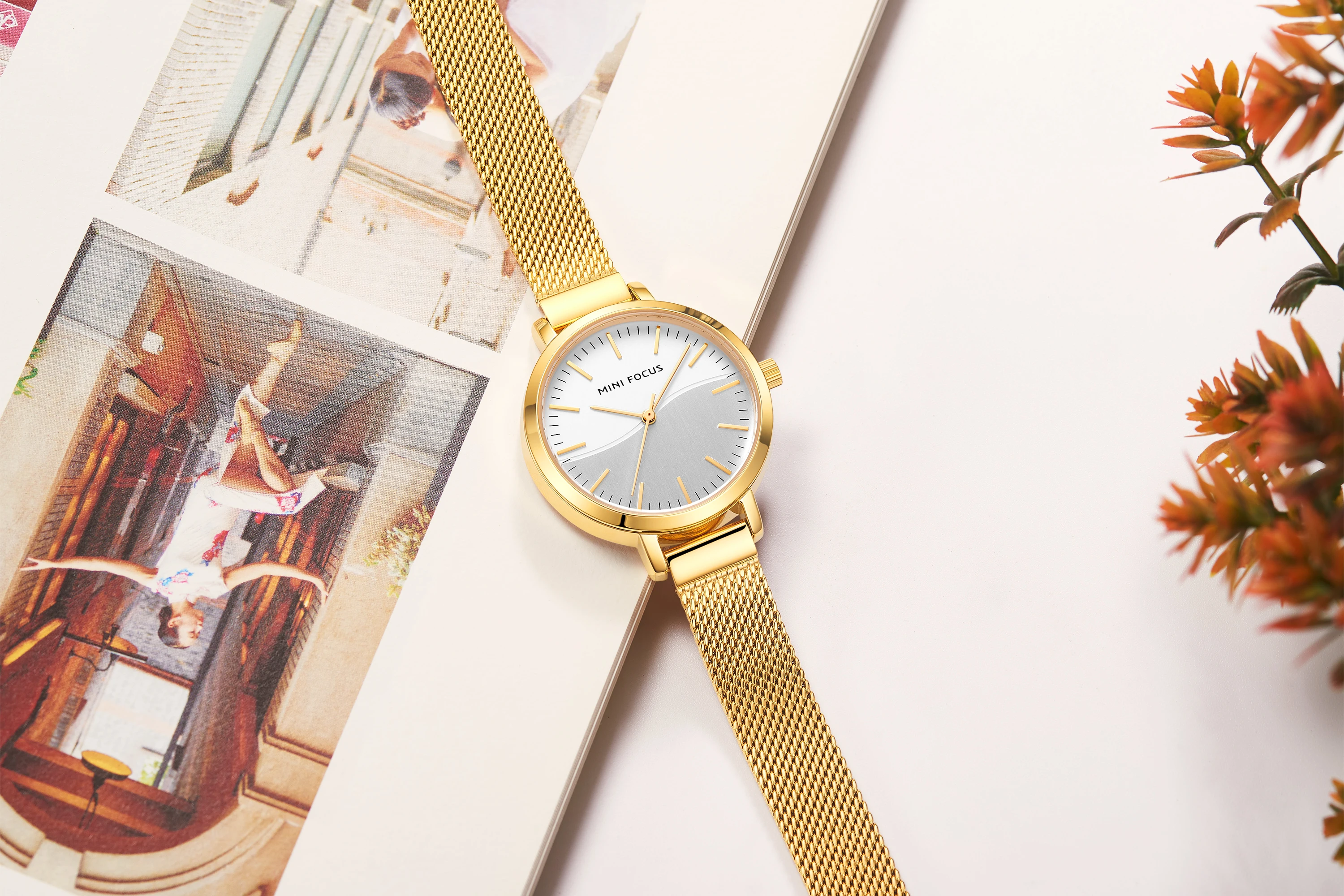 2025 MINI FOCUS MF0261L Luxury Women's Watch Mesh Stainless Steel Band Simple Dial Waterproof Casual Quartz WristWatch