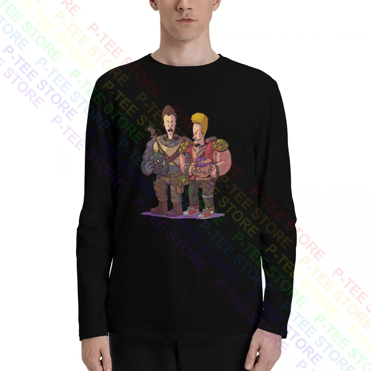 Bebop And Rocksteady Icons As Beavis And Butt-Head Funny Cosplay Long Sleeve T-Shirts T-shirt Tee Soft Design