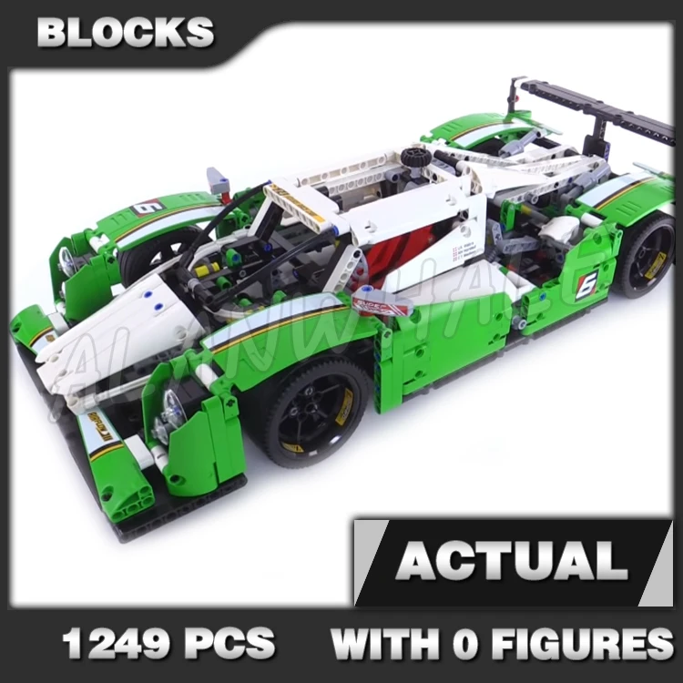 

1249pcs 2in1 Technical 24 Hours Race Car Green SUV Racer Detailed V8 Engine 20003 Building Block Toys Compatible with Model