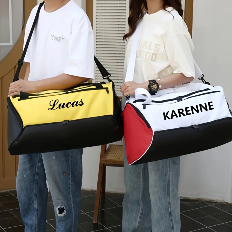 اسم مخصص حقيبة كروسبودي لصالة الألعاب الرياضية حقيبة اليوغا شعار شخصي السفر حقيبة القماش الخشن الرطب الجاف المقصورات جيب الأحذية المستقلة #4