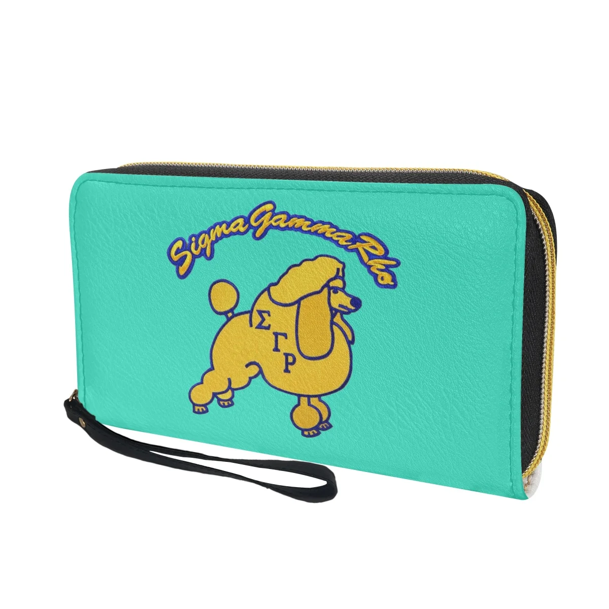 Sigma Gamma Rho Leather Wrist Wallet Cute Animal Poodle Print High Quality Coin Purse Long Zipper Money Pouch Slim Card Holder