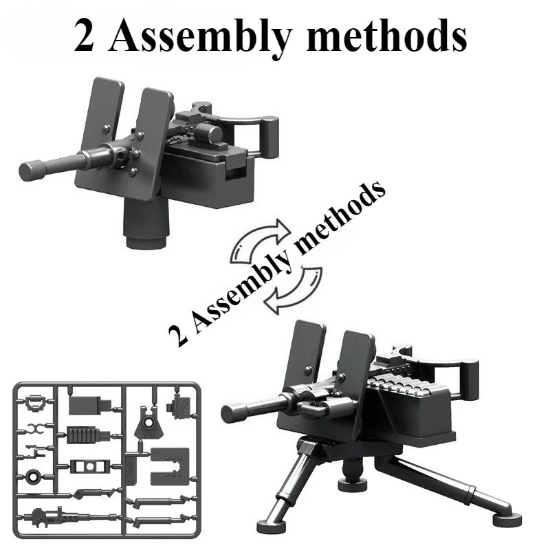 Building Blocks Military Series: Scene Assembly Models-Gun Roadblock War Horse Container Tricycle Sandbag and Other Accessories