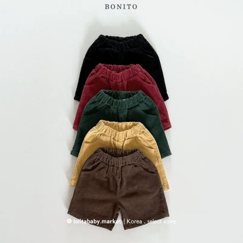 Casual Shorts, Children's Clothing, 26 Autumn, Middle-aged Children, Boys and Girls, Corduroy Pockets, Multi Colored