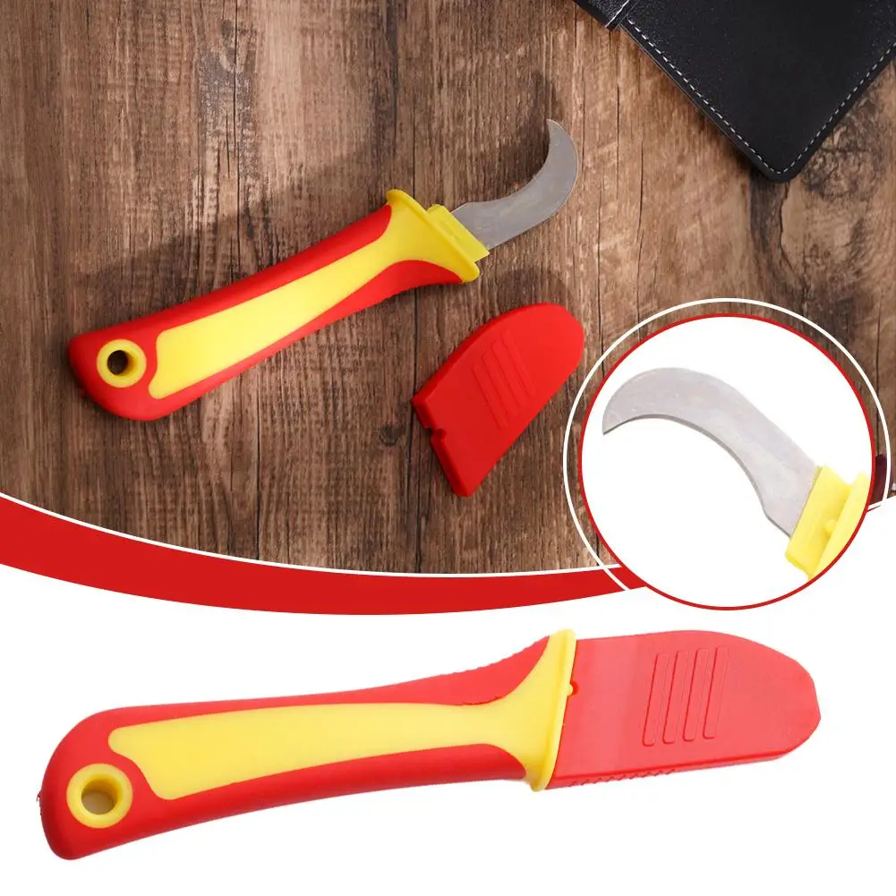 Electrician Knife Insulated Cable Stripping Snips Straight Curved Hook Fixed Blade Wire Stripper Peeling Hand Tool